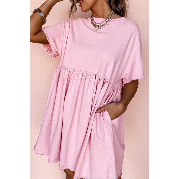NWT ROSIE Bubblegum Pink Babydoll T Shirt Dress - Picture 2 of 13